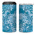 Blue Polynesia Hammerhead Shark Tattoo With Plumeria Lei 4 in 1 Can Cooler Tumbler