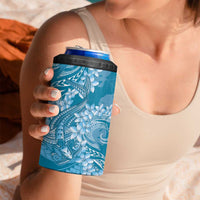 Blue Polynesia Hammerhead Shark Tattoo With Plumeria Lei 4 in 1 Can Cooler Tumbler