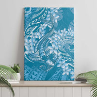 Blue Polynesia Hammerhead Shark Tattoo With Plumeria Lei Canvas Wall Art