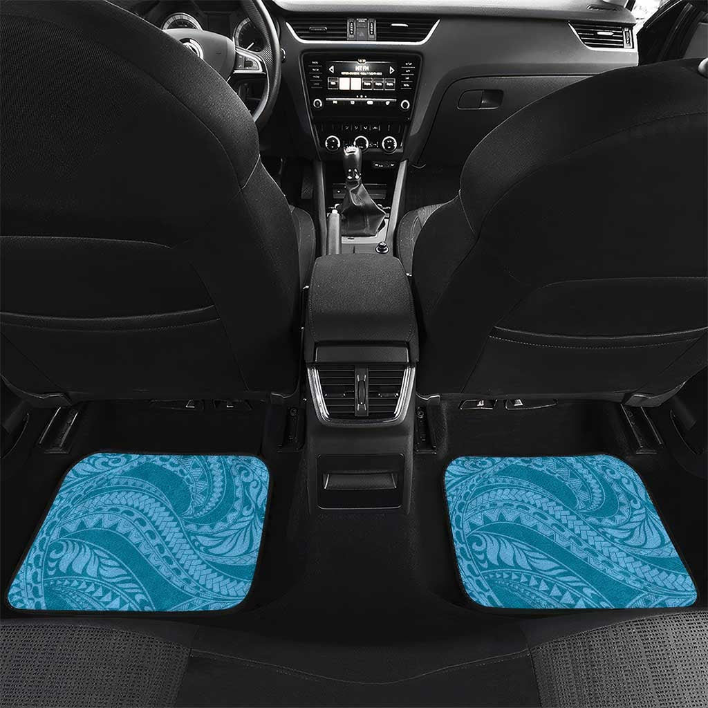 Blue Polynesia Hammerhead Shark Tattoo With Plumeria Lei Car Mats
