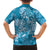 Blue Polynesia Hammerhead Shark Tattoo With Plumeria Lei Family Matching Tank Maxi Dress and Hawaiian Shirt