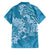 Blue Polynesia Hammerhead Shark Tattoo With Plumeria Lei Family Matching Tank Maxi Dress and Hawaiian Shirt