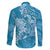 Blue Polynesia Hammerhead Shark Tattoo With Plumeria Lei Family Matching Tank Maxi Dress and Hawaiian Shirt