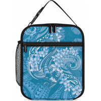 Blue Polynesia Hammerhead Shark Tattoo With Plumeria Lei Lunch Bag LT14 10.2 × 8.3 × 4.3 inch Blue - Polynesian Pride