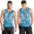 Blue Polynesia Hammerhead Shark Tattoo With Plumeria Lei Men Tank Top