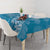 Blue Polynesia Hammerhead Shark Tattoo With Plumeria Lei Tablecloth