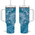 Blue Polynesia Hammerhead Shark Tattoo With Plumeria Lei Tumbler With Handle