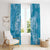 Blue Polynesia Hammerhead Shark Tattoo With Plumeria Lei Window Curtain