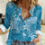 Blue Polynesia Hammerhead Shark Tattoo With Plumeria Lei Women Casual Shirt