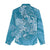 Blue Polynesia Hammerhead Shark Tattoo With Plumeria Lei Women Casual Shirt