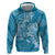 Blue Polynesia Hammerhead Shark Tattoo With Plumeria Lei Zip Hoodie