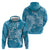 Blue Polynesia Hammerhead Shark Tattoo With Plumeria Lei Zip Hoodie