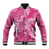 Pink Polynesia Hammerhead Shark Tattoo With Plumeria Lei Baseball Jacket