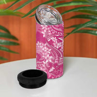 Pink Polynesia Hammerhead Shark Tattoo With Plumeria Lei 4 in 1 Can Cooler Tumbler