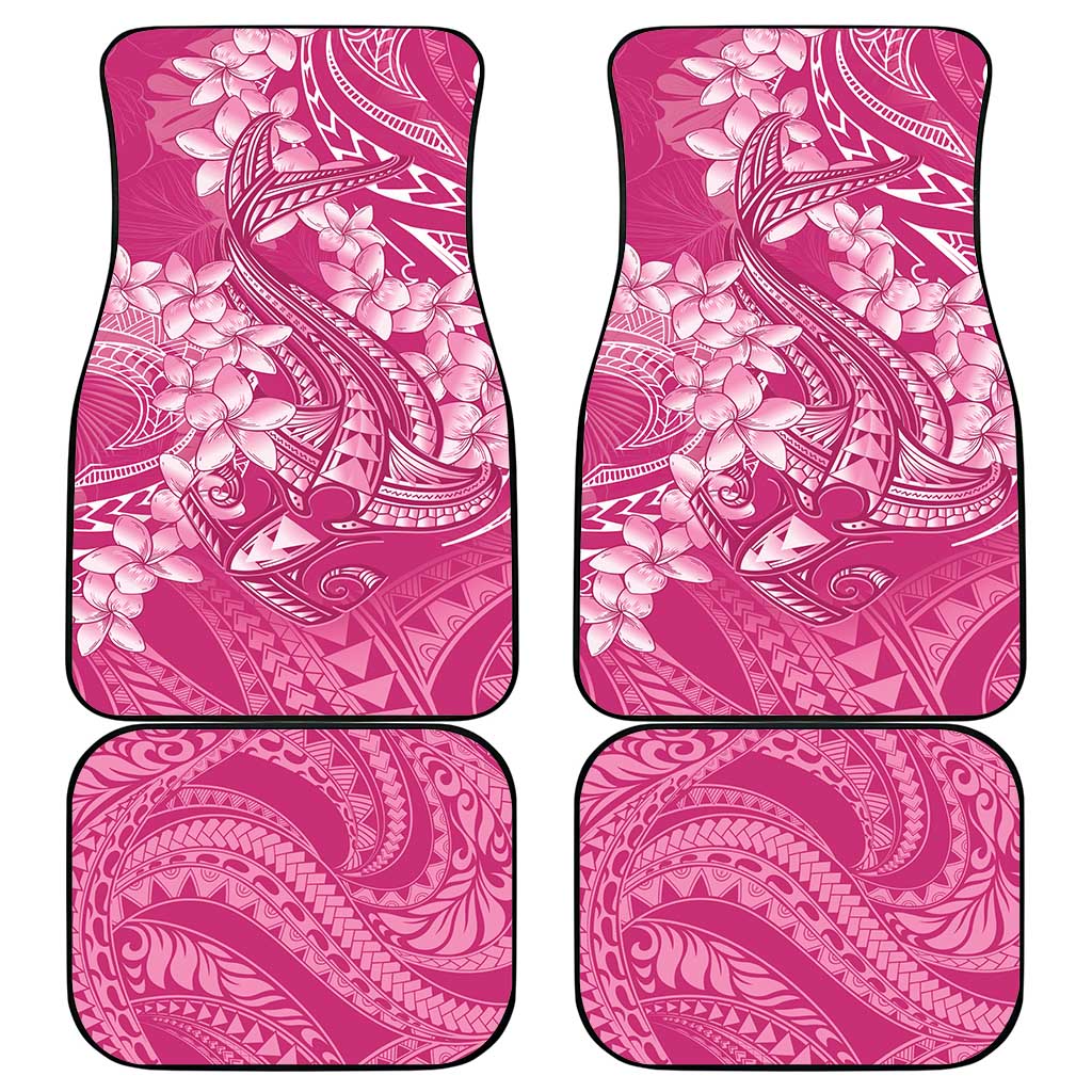 Pink Polynesia Hammerhead Shark Tattoo With Plumeria Lei Car Mats