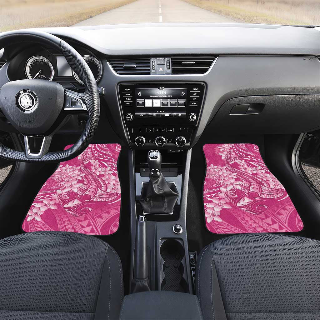 Pink Polynesia Hammerhead Shark Tattoo With Plumeria Lei Car Mats