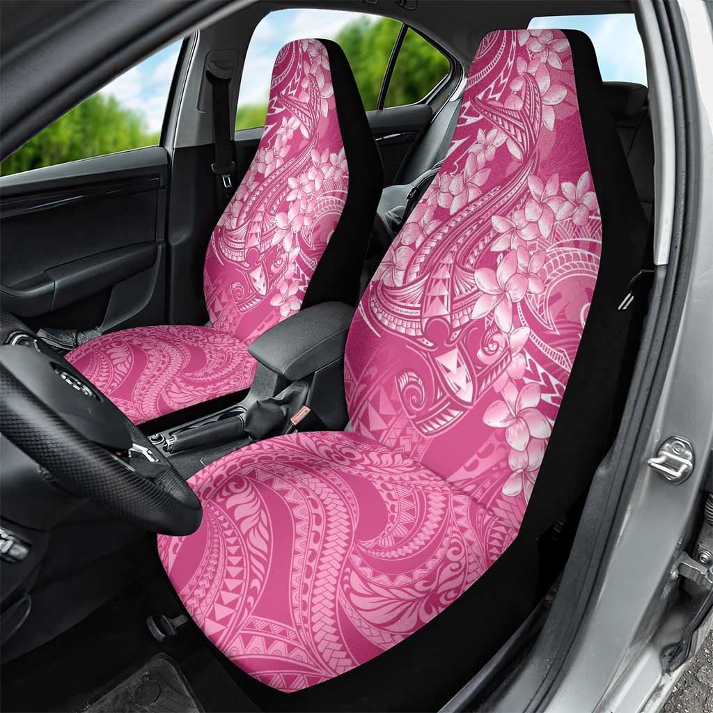 Pink Polynesia Hammerhead Shark Tattoo With Plumeria Lei Car Seat Cover LT14 - Polynesian Pride