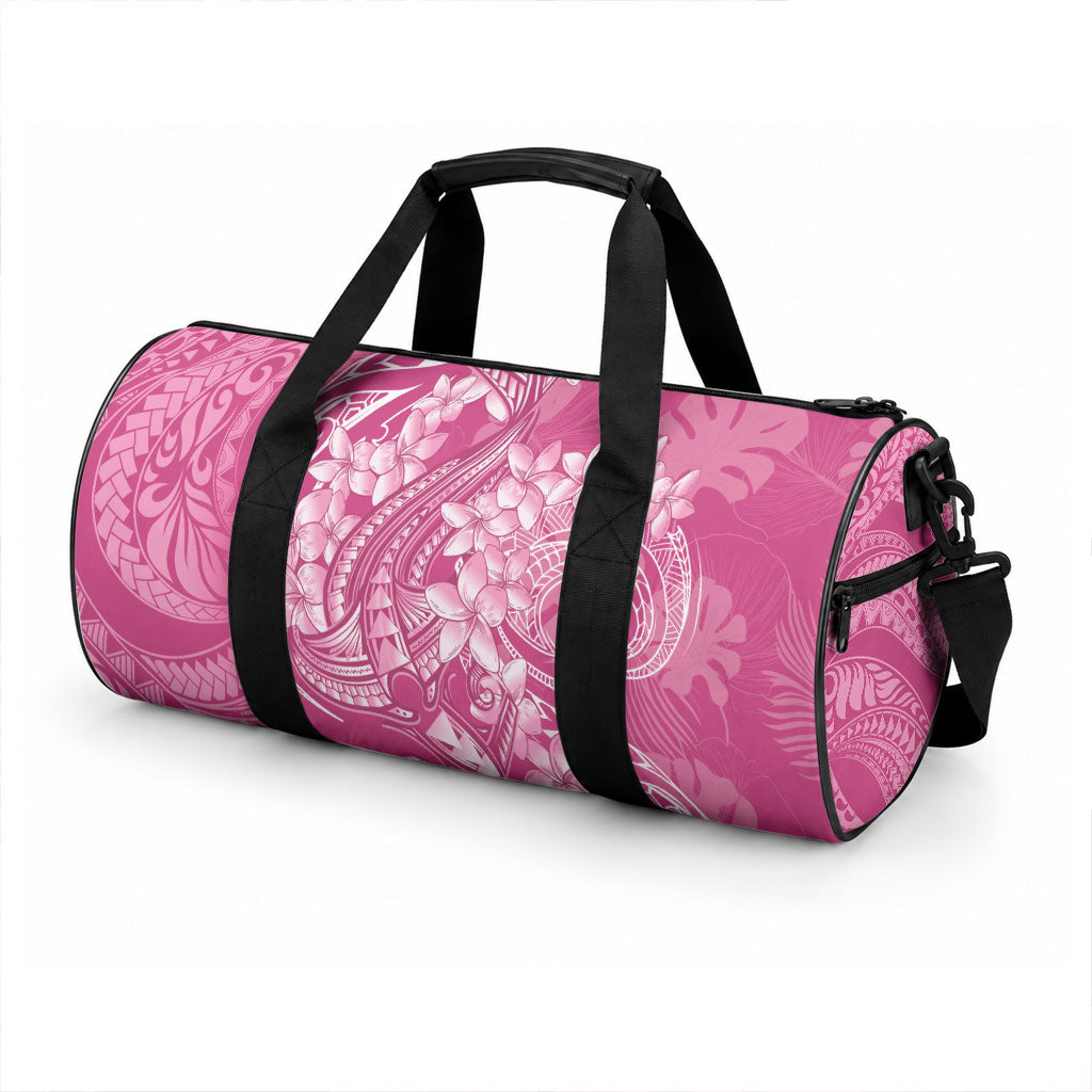 Pink Polynesia Hammerhead Shark Tattoo With Plumeria Lei Duffle Bag LT14 - Polynesian Pride