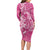 Pink Polynesia Hammerhead Shark Tattoo With Plumeria Lei Family Matching Long Sleeve Bodycon Dress and Hawaiian Shirt