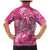 Pink Polynesia Hammerhead Shark Tattoo With Plumeria Lei Family Matching Mermaid Dress and Hawaiian Shirt