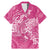 Pink Polynesia Hammerhead Shark Tattoo With Plumeria Lei Family Matching Mermaid Dress and Hawaiian Shirt