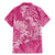 Pink Polynesia Hammerhead Shark Tattoo With Plumeria Lei Family Matching Mermaid Dress and Hawaiian Shirt