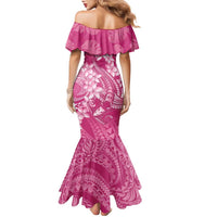 Pink Polynesia Hammerhead Shark Tattoo With Plumeria Lei Family Matching Mermaid Dress and Hawaiian Shirt LT14 - Polynesian Pride