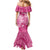 Pink Polynesia Hammerhead Shark Tattoo With Plumeria Lei Family Matching Mermaid Dress and Hawaiian Shirt