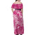 Pink Polynesia Hammerhead Shark Tattoo With Plumeria Lei Family Matching Off Shoulder Maxi Dress and Hawaiian Shirt