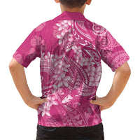 Pink Polynesia Hammerhead Shark Tattoo With Plumeria Lei Family Matching Short Sleeve Bodycon Dress and Hawaiian Shirt LT14 - Polynesian Pride