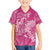 Pink Polynesia Hammerhead Shark Tattoo With Plumeria Lei Family Matching Short Sleeve Bodycon Dress and Hawaiian Shirt