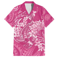Pink Polynesia Hammerhead Shark Tattoo With Plumeria Lei Family Matching Summer Maxi Dress and Hawaiian Shirt LT14 Dad's Shirt - Short Sleeve Pink - Polynesian Pride