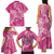 Pink Polynesia Hammerhead Shark Tattoo With Plumeria Lei Family Matching Tank Maxi Dress and Hawaiian Shirt