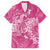 Pink Polynesia Hammerhead Shark Tattoo With Plumeria Lei Family Matching Tank Maxi Dress and Hawaiian Shirt