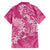 Pink Polynesia Hammerhead Shark Tattoo With Plumeria Lei Family Matching Tank Maxi Dress and Hawaiian Shirt