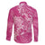 Pink Polynesia Hammerhead Shark Tattoo With Plumeria Lei Family Matching Tank Maxi Dress and Hawaiian Shirt