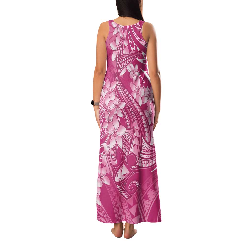Pink Polynesia Hammerhead Shark Tattoo With Plumeria Lei Family Matching Tank Maxi Dress and Hawaiian Shirt
