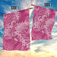 Pink Polynesia Hammerhead Shark Tattoo With Plumeria Lei Garden Flag