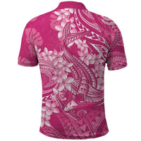 Pink Polynesia Hammerhead Shark Tattoo With Plumeria Lei Polo Shirt