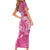 Pink Polynesia Hammerhead Shark Tattoo With Plumeria Lei Short Sleeve Bodycon Dress
