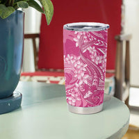 Pink Polynesia Hammerhead Shark Tattoo With Plumeria Lei Tumbler Cup