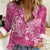 Pink Polynesia Hammerhead Shark Tattoo With Plumeria Lei Women Casual Shirt