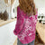 Pink Polynesia Hammerhead Shark Tattoo With Plumeria Lei Women Casual Shirt
