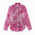 Pink Polynesia Hammerhead Shark Tattoo With Plumeria Lei Women Casual Shirt