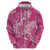 Pink Polynesia Hammerhead Shark Tattoo With Plumeria Lei Zip Hoodie