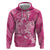 Pink Polynesia Hammerhead Shark Tattoo With Plumeria Lei Zip Hoodie