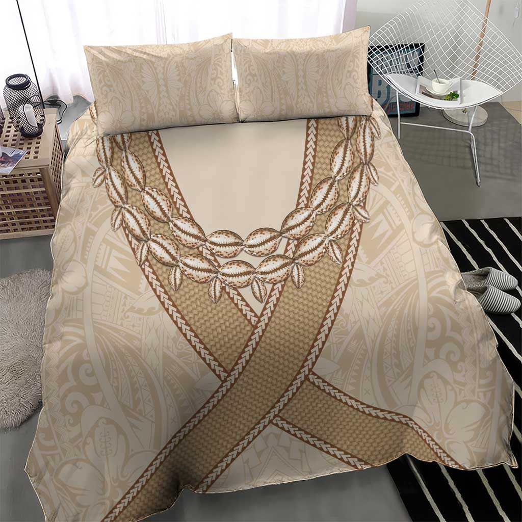Mauri Ribaberiki Kiribati Bedding Set Cowrie Shells Lei Palm Leaf Weaving