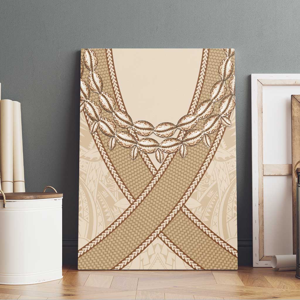 Mauri Ribaberiki Kiribati Canvas Wall Art Cowrie Shells Lei Palm Leaf Weaving