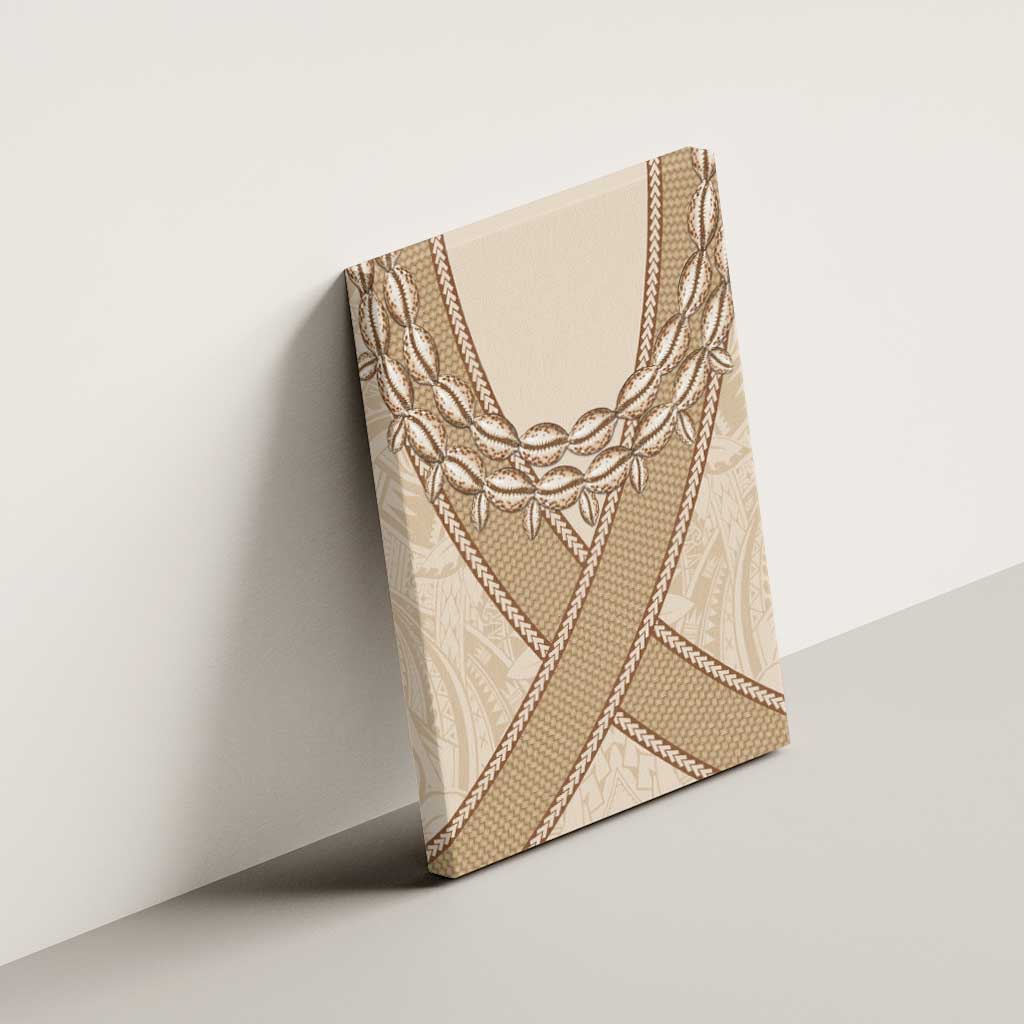 Mauri Ribaberiki Kiribati Canvas Wall Art Cowrie Shells Lei Palm Leaf Weaving