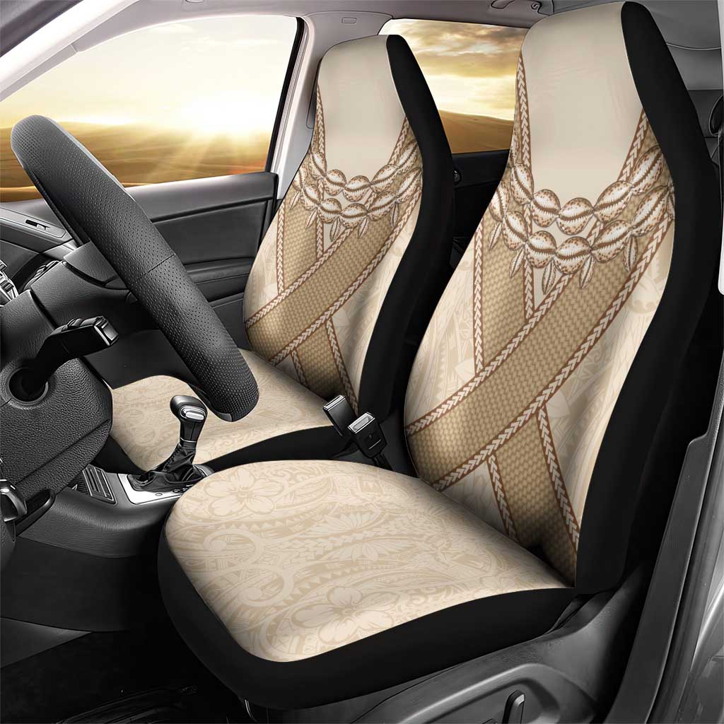 Mauri Ribaberiki Kiribati Car Seat Cover Cowrie Shells Lei Palm Leaf Weaving